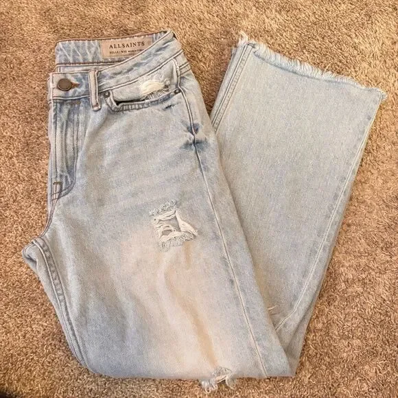 ALL SAINTS belle destroyed flare jeans size 26 - Picture 5 of 6